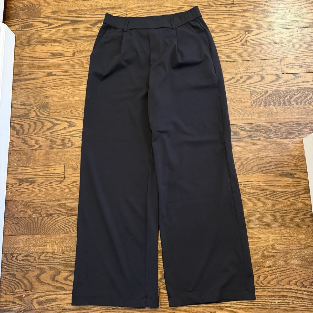 Halara Trousers Medium High Waisted Plicated Side Pocket Straight Leg Work Pants